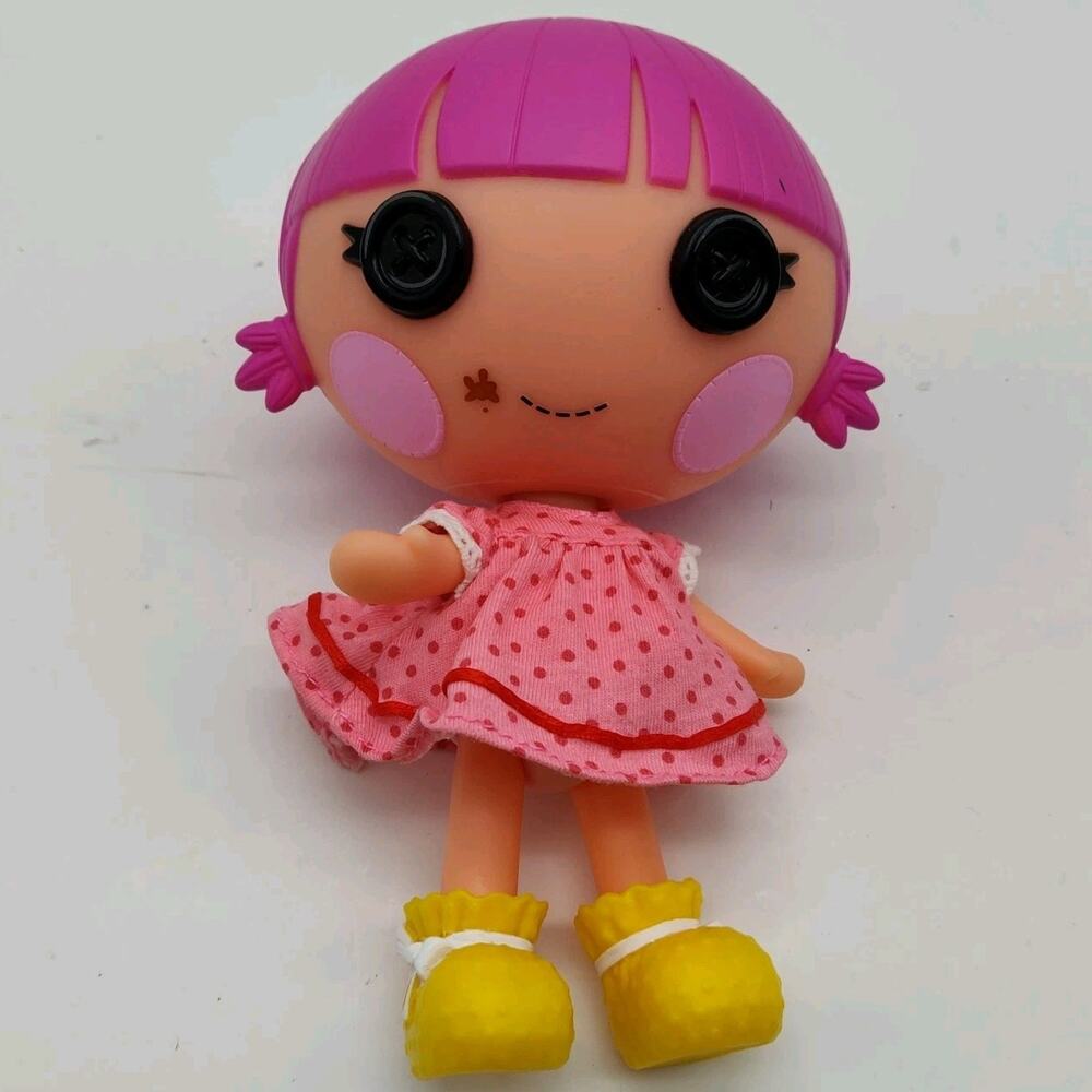 Lalaloopsy Baby Doll Pink Hair Yellow Shoes Button Eyes Mini Doll